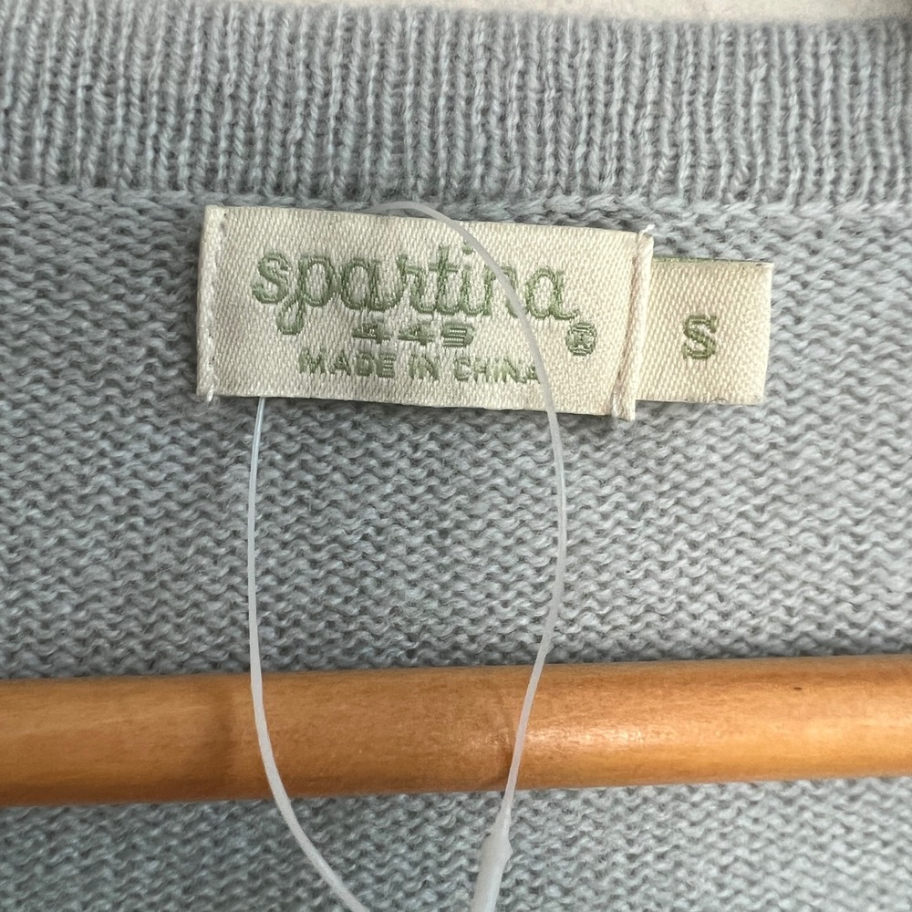 Spartina 449 Cashmere Blue Wrap Sweater Long Sleeve Button Cuff Knit Top Small - Picture 6 of 10